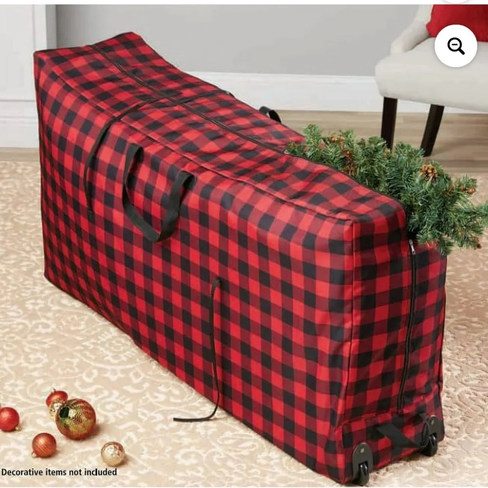 🎄Up to 9Ft  Rolling Christmas Tree Patio cushions Storage Bag Buffalo Plaid New